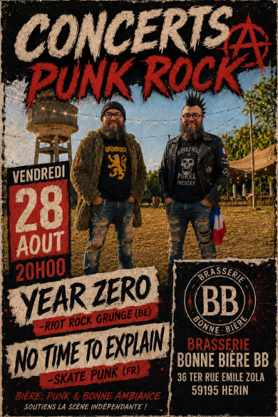 Double concert ce vendredi 28 aout 2026 - Year Zero et No Time To Explain